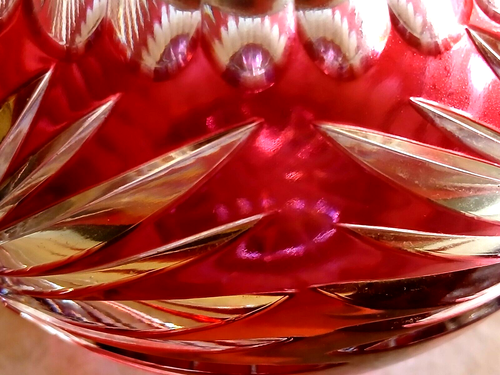 Vintage Mercedes Cranberry Cut-To-Clear Glass Bohemian Deco Style Clock GERMANY - Picture 11 of 18