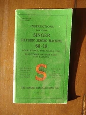 Singer Electric Sewing Machine 66-18 Instruction Manual Vintage 1947 