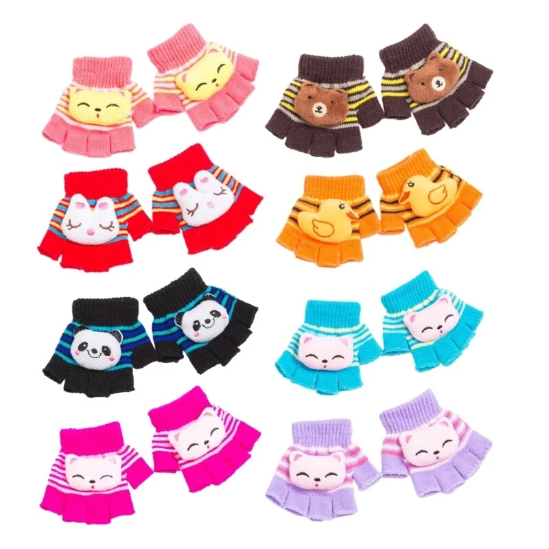 Strickhandschuhe Kinder warme Winterhandschuhe atmungsaktiv Kinder Halbfingerhandschuhe