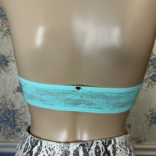 PINK Victoria's Secret Strapless Lace Bandeau Bralette Mint Turquoise Size XS - Picture 4 of 11