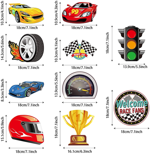 30 Pieces Race Car Party Hanging Swirls Decorations, Checkered Flags Racing Bir - Picture 2 of 6