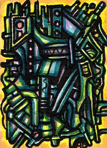 ORIGINAL ARTWORK | ACEO Outsider Surreal Abstract Art | GLITCHED - Zdjęcie 1 z 2