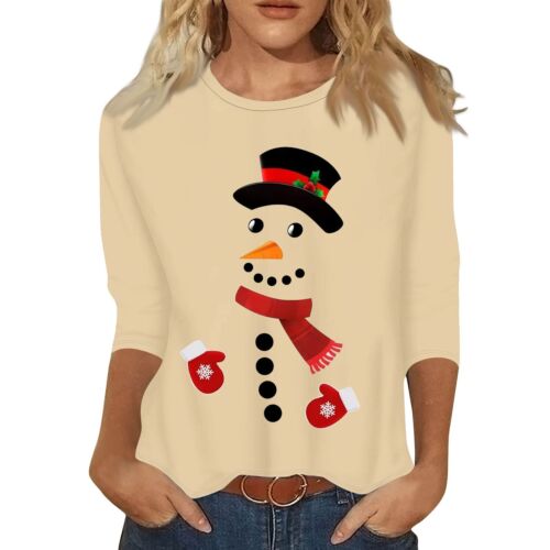 3/4 Sleeve Shirts For Women Easter Print Graphic Tees Blouses Casual Plus Size - Picture 5 of 39