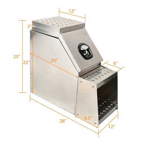 25"x28"x12" Aluminum Side Mount Semi Truck Tool Box Saddle Step Open Wide Design - Picture 2 of 10