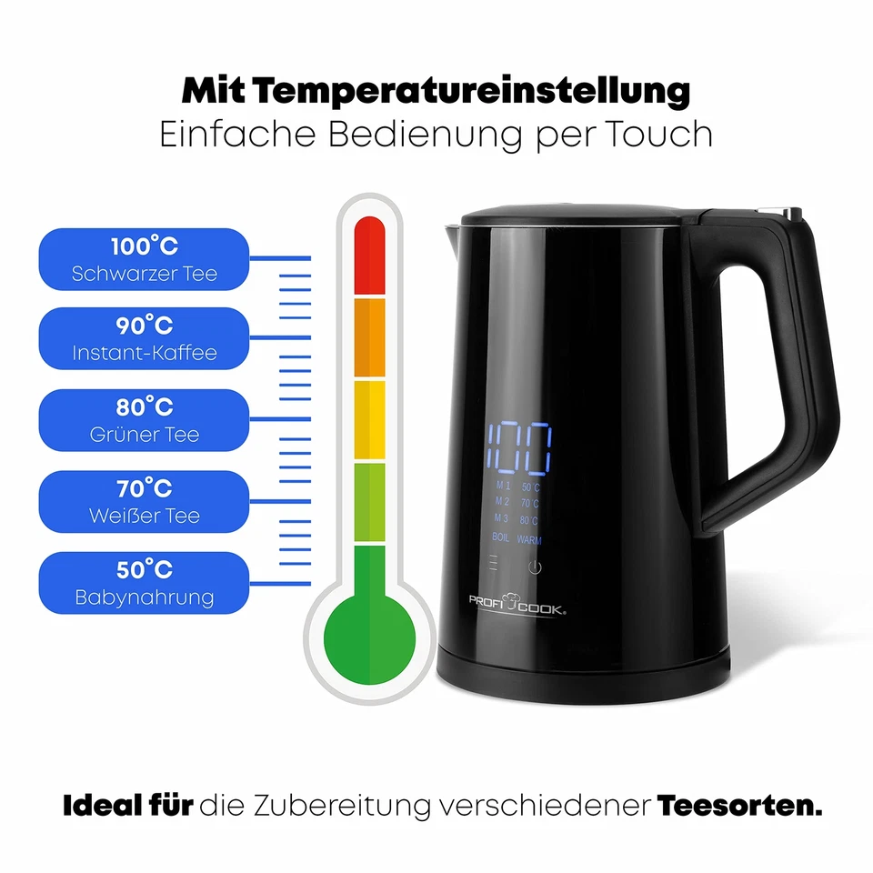 ProfiCook® Wasserkocher mit Temperatureinstellung 17L | Temperaturauswahl 50°... - Bild 2 von 4