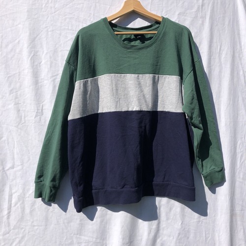 Torrid Größe 3 blau grau grün Farbe Block Sweatshirt Baumwollmischung