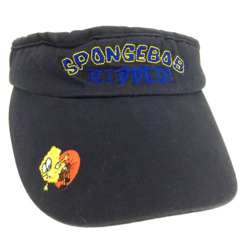 Spongebob Ripped Sun Visor Logo Nickelodeon Golf Beach Hat Boating Cap Navy Blue
