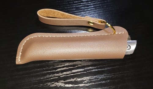 Folding Pocket Knife With Forged Etching And Leather Pouch BRAND NEW - Picture 3 of 3