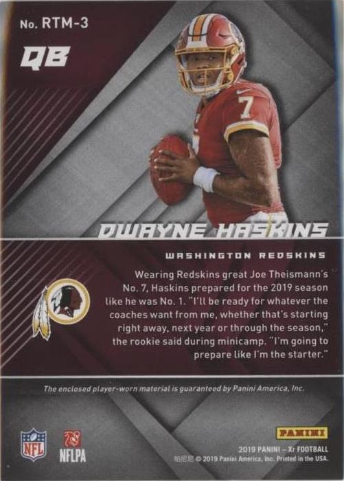 2019 Panini XR Dwayne Haskins #RTM-3