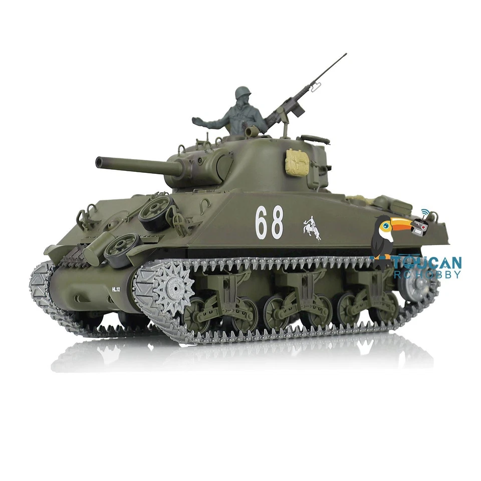 Henglong 1/16 7.0 Sherman RTR BB IR RC Tank 3898 Barrel Recoil 360° Metal Track - Image 4 of 4