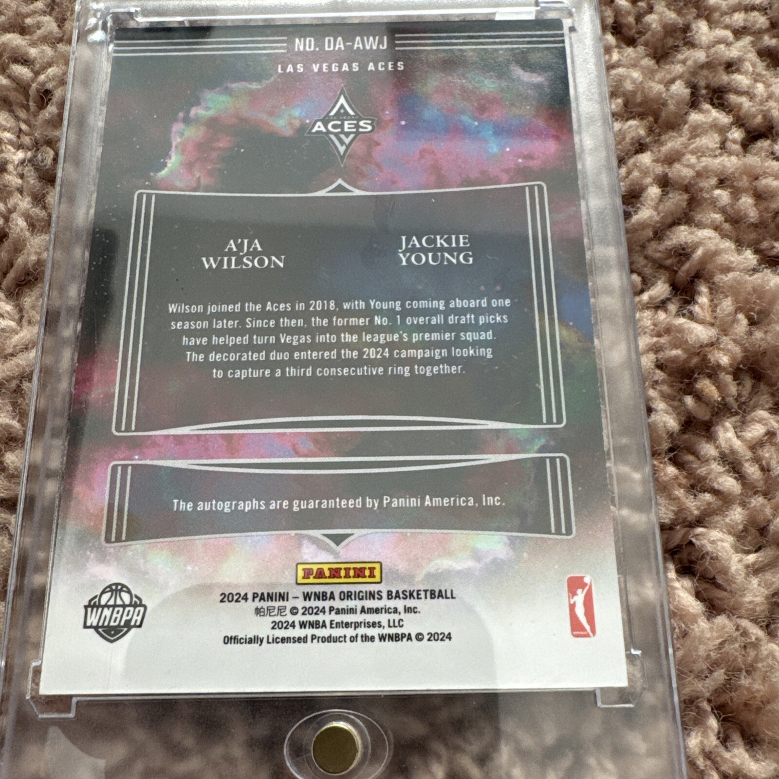 2024 Panini WNBA Origins A’ja Wilson/Jackie Young Aces Autograph Red 20