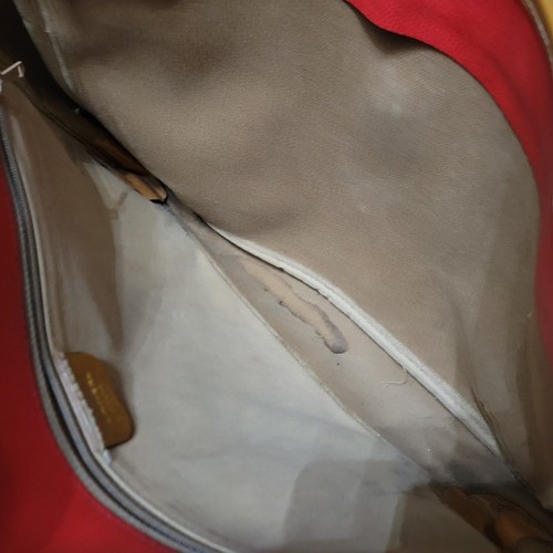 Lancel Luxus Leder Umhängetasche Messenger Bag Rot Hellbraun Umhängetasche Beuteltasche - Bild 9 von 11