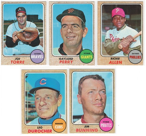 1968 Topps HOF lot (5) Torre Allen Perry Bunning Durocher