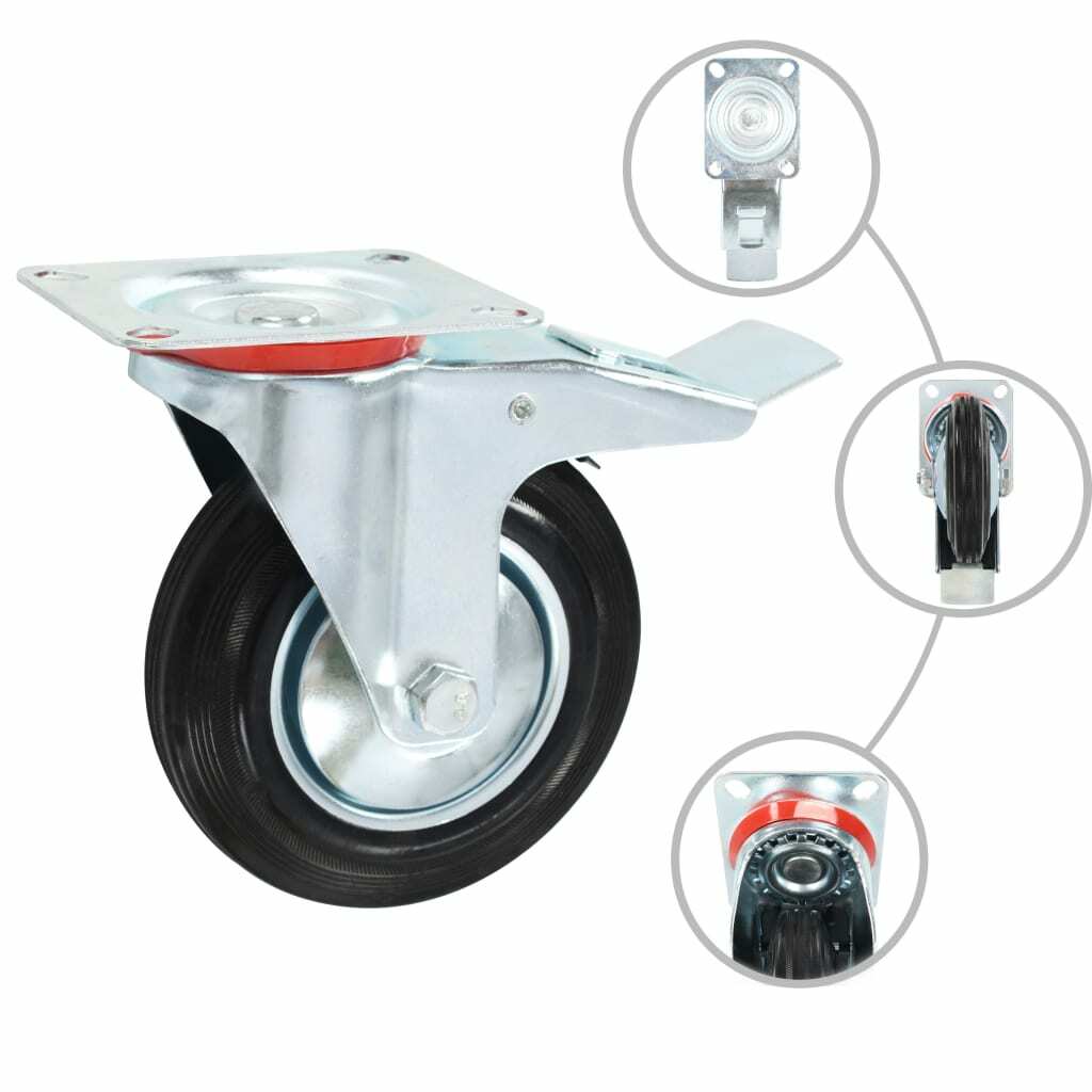 vidaXL Ruedas giratorias y fijas 4 unidades 160 mm s l1600 - vidaXL Ruedas giratorias y fijas 4 unidades 160 mm