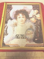 VERY RARE HTF Vintage Coca Cola Coke Ad Print Favorite Lady 1890 Framed Picture