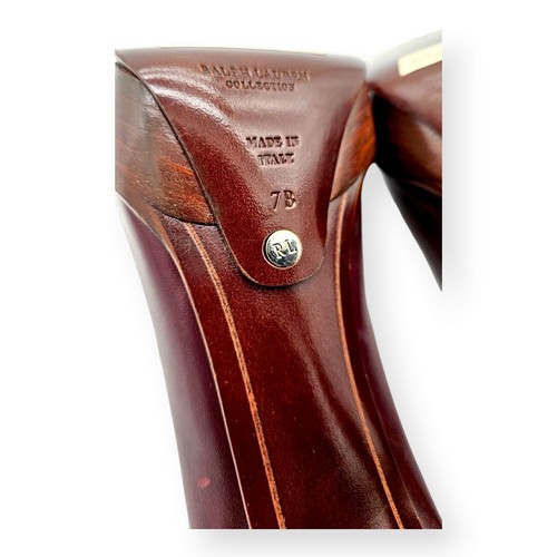 RALPH LAUREN PURPLE LABEL - VINTAGE 'VIONA' Bordeaux Kalbsleder Pumps, US 7 - Bild 9 von 11