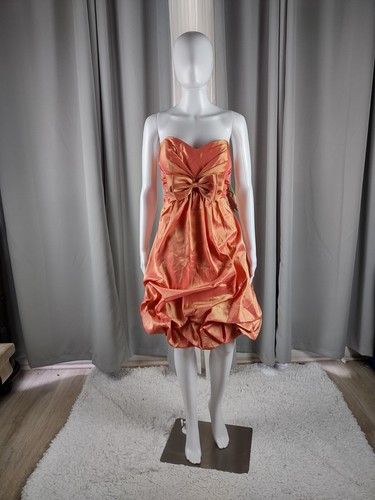 Pretty Maids Mango Color Shimmer Strapless Midi Formal Dress Size 14 (NWT)