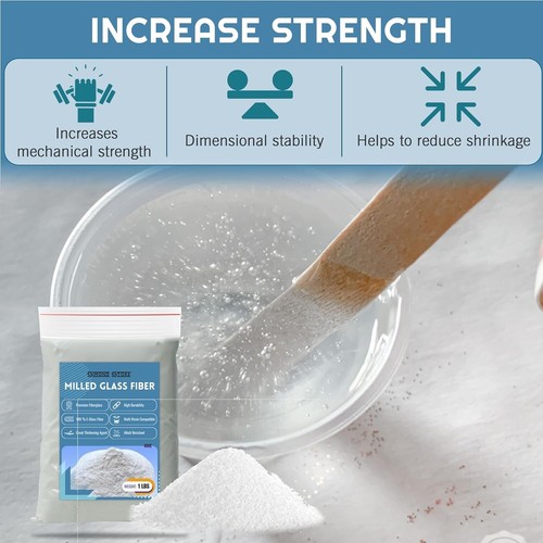 Fiberglass Milled Glass Fibers 1 Lbs. Resin Filler Material - Picture 2 of 7