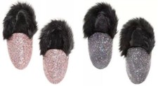 VICTORIA'S SECRET PINK GOLD BLACK GLITTER HOUSE GLAM SPARKLE SLIPPERS S M L NWT