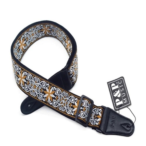 Braid Embroidered Woven Guitar Strap Leather End for Bass/Acoustic/Electric - Picture 9 of 22