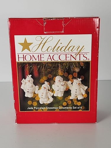 Porcelain Snowman Christmas Ornaments Set of 4 In Box Classic Holiday - Bild 23 von 24