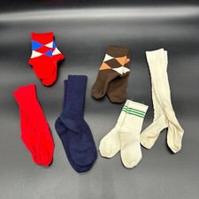 Vintage Baby Doll Socks Retro Argyle Variety of Sizes Mixed Lot of 6 Stains