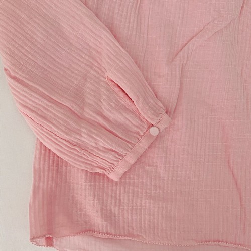 J Crew Garden Top Women S Pastel Pink Smocked Mock Neck Gauze Black Label Preppy - Picture 5 of 10