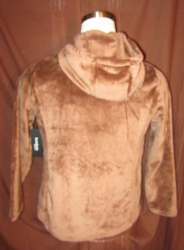 Bebe Womens Microfur Logo Full-Zip Jacket, Brown, Polyester, Size M New, Reg $99 - Picture 3 of 7
