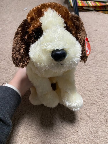 Rescue Bernhardiner Classic Ty Seide Stofftier Hund Welpe 15" x 7,5" sehr gut braun