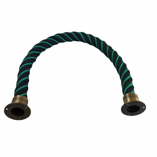 40mm Black Softline Barrier Rope Wormed In Green x 1.5m c/w Antique Cup Ends - Picture 2 of 4