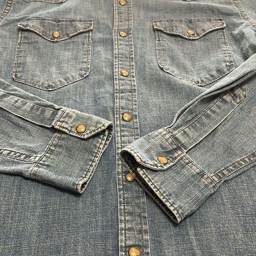 Camicia Wrangler Western Marrone Perla Snap Elasticizzata Denim Manica Lunga Donna Small - Foto 10 di 10