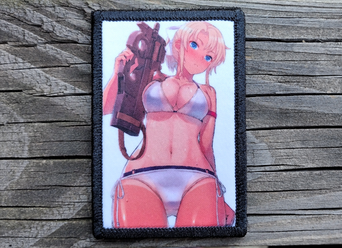 Anime P90 Girl Morale Patch Hook and Loop Army Custom Tactical 2A Gear - Picture 1 of 2