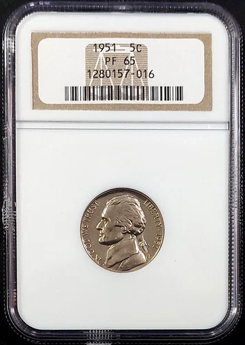 1951 Proof Jefferson Nickel certified PF 65 by NGC!