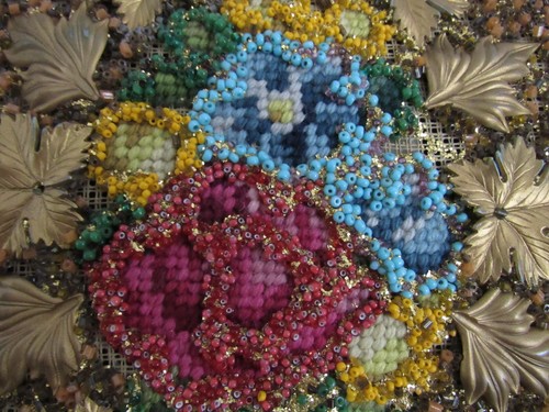 Caron of Houston Texas Hand Decorated Beaded Wool Blend Purse Handbag Vintage - Picture 3 of 10