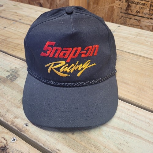 Vintage 90s Snap-On Racing Black Red Yellow Baseball Cap Rope Snapback