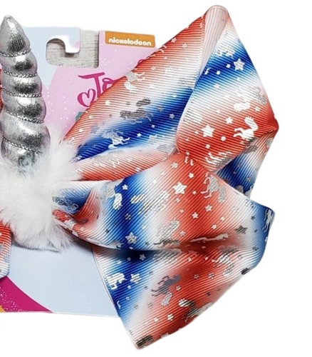 Girls Hair Bows Clip JoJo Siwa Bow Collection Red White Blue Silver Unicorn Horn - Picture 5 of 5