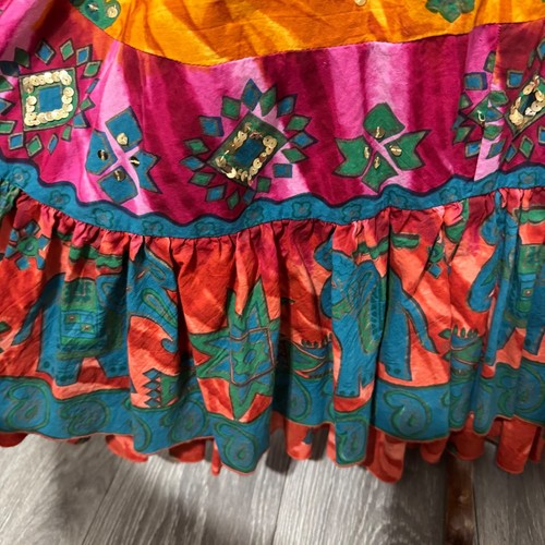 Venus USA Damen Orange Boho Perlen Pailletten Stufen Rüschen Festival Maxirock Gr. L - Bild 10 von 15