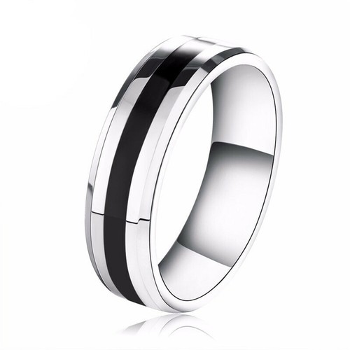 Band Jewelry Black For Steel Size 6-12 Ring Fashion Titanium Women Men Stainless - Picture 19 of 25