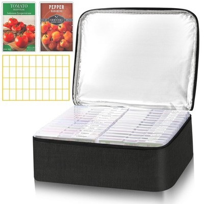 26 Slot Seed Storage Organizer with Insulated Bag, Holds 80-200 Seed Packets, Ox