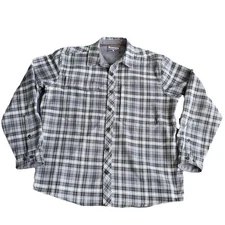 Simms Shirt Jacket Men XL Gray Plaid Thermal Line Cold Weather Button Up Shacket