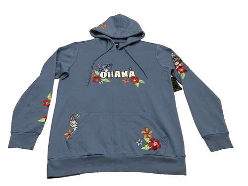 Disney Ohana Stitch Hoodie Sweatshirt Large blau mit Blumenstickerei Box Lunch - Bild 6 von 18