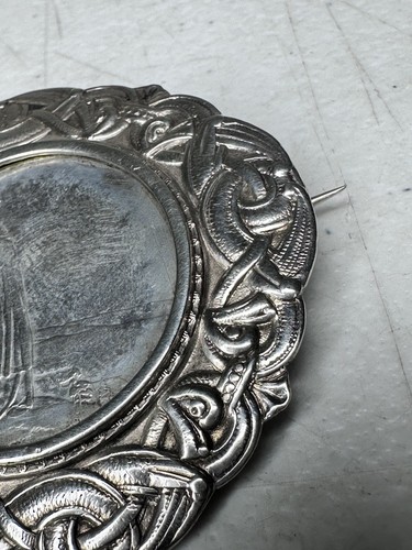 1914 Norwegen 2 Kronen Silber Münze Brosche Wikinger Kunsthandwerk Bunad Schmuck selten - Bild 3 von 10