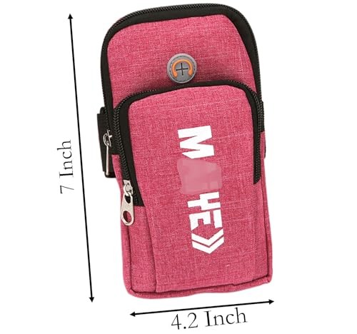 2 Pockets Cell Phone Armband, 7 Inch x 4.2 Inch Enlarge Phone Bag Phone for red - 第 4/8 張圖片