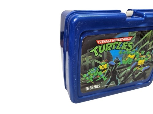 Vintage 1989 Teenage Mutant Ninja Turtles TMNT Brotdose mit Thermoskanne blau Kunststoff - Bild 7 von 21