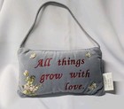 J D Yeats & Son Inc Blue Velvet Pillow All Things Grow With Love Ribbon Flowers