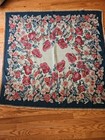 Vintage Red And Cream Table Cloth, Bed, Sofa Fringed Throw Blanket 59x59