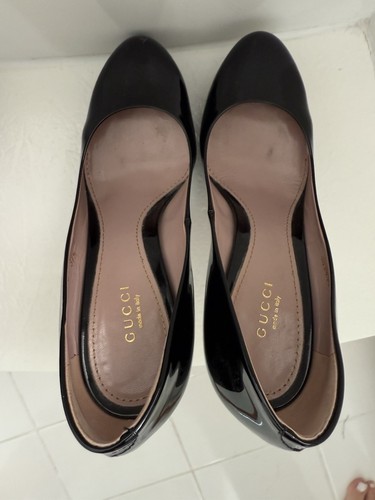 GUCCI Vernice Crystal Platform Pumps Size 37.5 Black Gucci Shoes - Picture 8 of 16