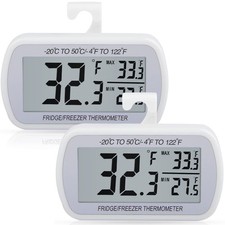 AEVETE 2 Pack Waterproof Digital Refrigerator Thermometer Large LCD, Freezer ...