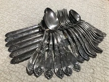 24 Vintage LaVIGNE GRAPE Pattern Rogers 1881 Silverware SPOONS Forks KNIVES LOT