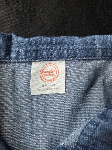 Wonder Nation Little Girl Blue Denim Dress With Belt And Pockets Size 6-6x - Picture 4 of 5